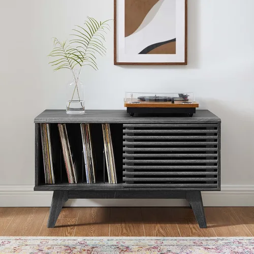 Miniatura 2 de Modway Render Mid-Century - Soporte para discos de vinilo (37 pulgadas), color carbón
