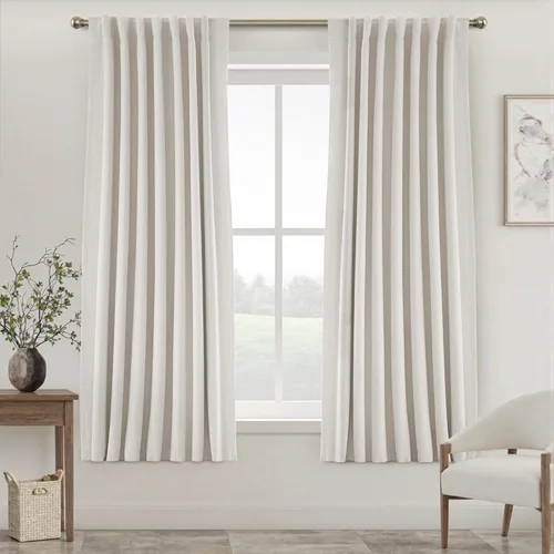 Miniatura 47 de UHITECH - Cortinas opacas beige para sala de estar, cortinas cortas de 35 pulgadas para habitación, cortinas negras para ventanas pequeñas, paneles