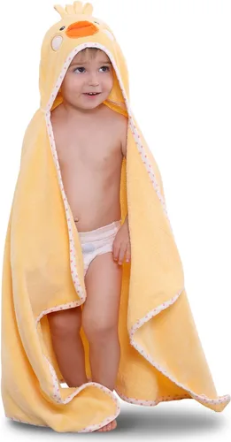 TBEZY Toalla con capucha para niños, 100% algodón, ultra suave, con diseño único de animales, grande para niños de 3 a 10 años (Pollito)