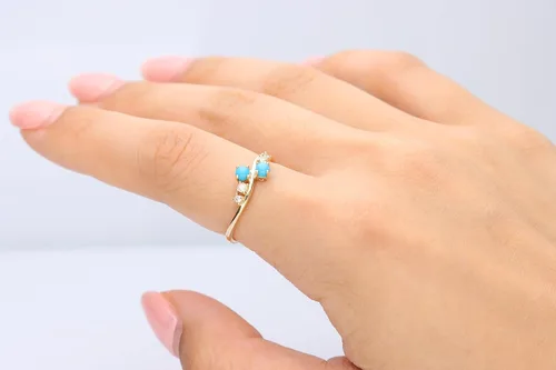 Miniatura 4 de Gin & Grace Anillo de oro amarillo de 10 quilates con diamantes para mujer