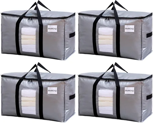 Miniatura 39 de TAILI - Bolsas de mudanza extra grandes, paquete de 10 bolsas negras resistentes para almacenamiento con ventana visible, asas envolventes