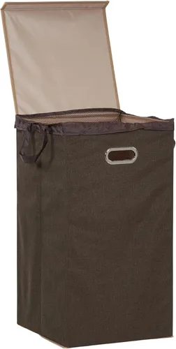 Miniatura 10 de Household Essentials Cesta doble para ropa sucia con tapa, dos compartimentos para una fácil clasificación con forro extraíble, plegable, lino marrón