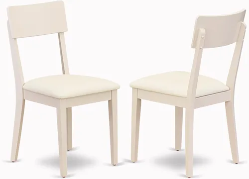 East West Furniture ADC-LWH-LC Andi - Juego de 2 sillas de comedor tapizadas de piel sintética, color blanco lino