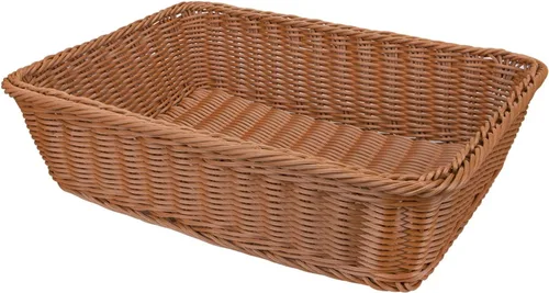 Miniatura 6 de Yarlung Paquete de 3 cestas de pan tejidas de ratán sintético, cestas de frutas de mimbre de plástico de 11.8 x 7.8 pulgadas para servir alimentos