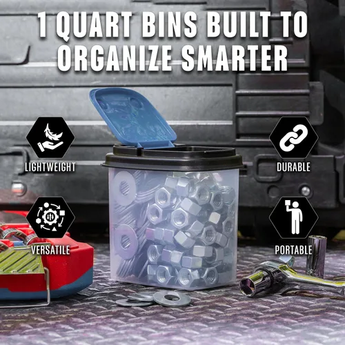 Miniatura 3 de Buddeez Contenedores de almacenamiento multiusos, cubos pequeños de almacenamiento de brocas y pernos, organizadores de hardware, recipientes Azul