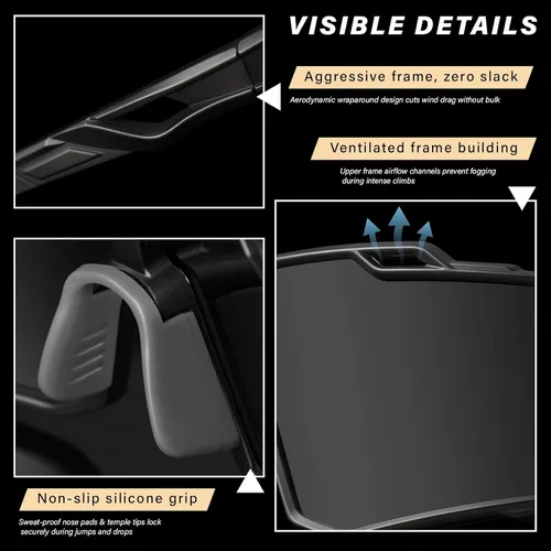 Miniatura 5 de Gafas de sol deportivas polarizadas para hombre, ciclismo, conducción, pesca, protección UV, ligeras, marco grande, gafas de bicicleta de montaña