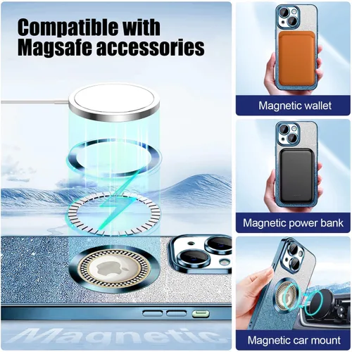 Miniatura 321 de Misscase Funda magnética con purpurina para iPhone 11 compatible con MagSafe, protección completa, delgada, a prueba de golpes, antiarañazos
