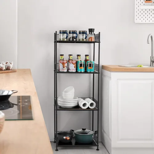 Miniatura 7 de OYEAL Estantes de baño independientes para toallas de baño, unidad de estantería de alambre de 4 niveles, estante de pie, organizador de piso