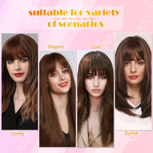 Miniatura 3 de 2 extensiones de cabello con clip, extensiones de cabello francés con flecos, extensiones de cabello de una pieza con clip en la parte delantera