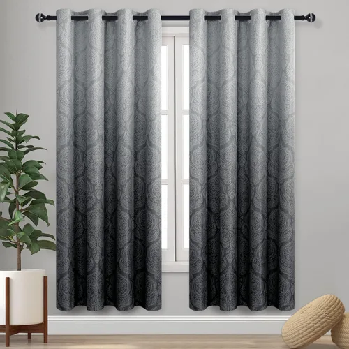 Miniatura 94 de DWCN - Cortinas blackout para dormitorio, diseño de damasco con aislamiento térmico y ojales, para sala de estar, juego de 2 paneles de cortina Gris
