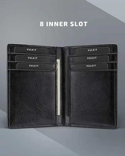 Miniatura 3 de VULKIT - Cartera de bolsillo frontal con bloqueo RFID minimalista de piel fina para hombres y mujeres