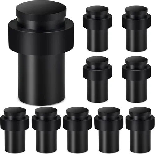 Miniatura 33 de KOLAKO Topes de puerta, topes de puerta de piso, (2 pulgadas) negro mate moderno resistente sólido pequeño cilíndrico parachoques de goma, acero