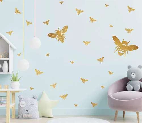 Miniatura 3 de Calcomanías de pared de abejas de miel, calcomanías de abejas doradas, calcomanías de abeja doradas, calcomanías de pared de panal, decoración