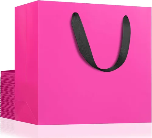 Miniatura 39 de EUSOAR Bolsas de papel de regalo de tamaño pequeño, paquete de 25 bolsas de papel negro resistentes de 8.6 x 3.9 x 7 pulgadas con asas a granel