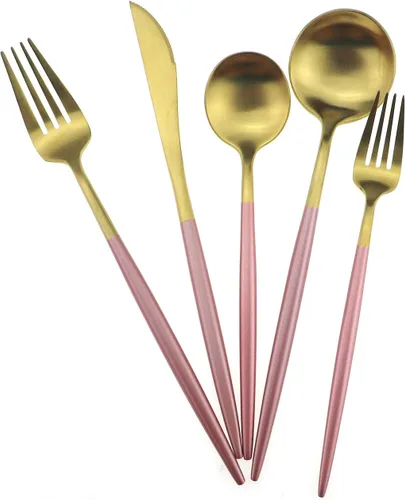 Juego de cubiertos de acero inoxidable 18/10, con mango negro mate, incluye tenedores, cucharas y cuchillos (20 piezas), juego para 4, cubertería y