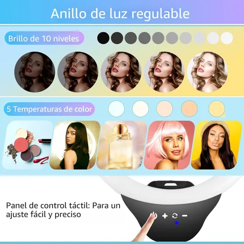 Miniatura 3 de Sensyne Anillo de luz de 12 pulgadas con palo selfie de 67 pulgadas, trípode y soporte para teléfono, control remoto selfie de luz circular