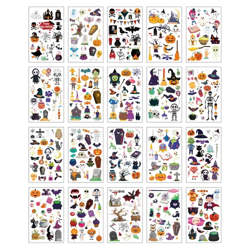 Miniatura 4 de Awinmay Tatuajes temporales de Halloween para niños, 360 piezas de tatuajes falsos de Halloween a granel para niños y niñas, premios de Halloween
