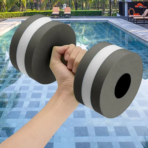 Miniatura 3 de 1 par de mancuernas acuáticas, mancuernas de espuma para ejercicio aeróbico de agua, resistencia a la piscina, equipo de ejercicio acuático para Gris