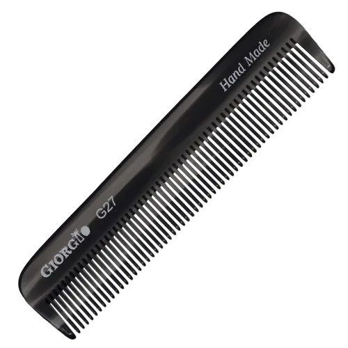 Giorgio G27 - Peine de bolsillo para dientes finos, hecho a mano, alisador de pelo para el cuidado diario del cabello, bigote y barba para hombres,