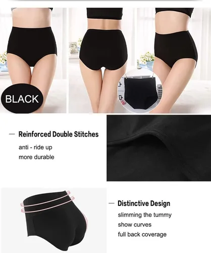 Miniatura 5 de QOVOQ Ropa interior de algodón de cintura alta para mujer, bragas elásticas suaves y cómodas para mujer, paquete múltiple