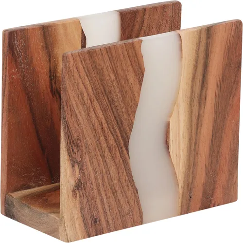 Miniatura 9 de Servilletero de madera de acacia y resina epoxi transparente para mesa, organización rústica de servilletas de granja para cocina, comedor