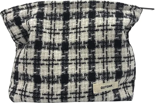 Miniatura 26 de Bolsa de maquillaje para mujeres, bolsa de cosméticos de pana con diseño estético, bolsa de mano para damas, estuche para lápices para niñas, lindo