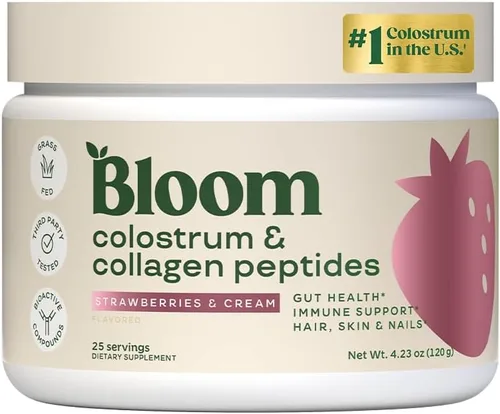 Miniatura 11 de Bloom Nutrition Paquete de polvo de calostro bovino, salud intestinal, apoyo inmunológico, suplemento para el crecimiento del cabello y belleza, sin