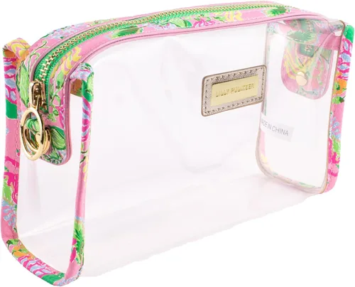 Miniatura 6 de Lilly Pulitzer Bolsa transparente con cremallera, bonito estuche para adultos, neceser de viaje, bolsa pequeña para suministros, maquillaje