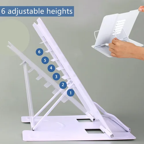Miniatura 7 de Dicunoy Juego de 2 soportes de metal para libros de escritorio, soporte ajustable para libros, soportes resistentes para recetas, libros de texto