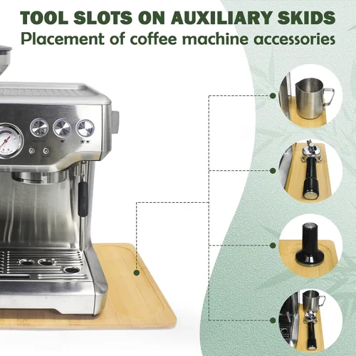 Miniatura 5 de Deslizador de electrodomésticos de bambú de gran tamaño mejorado para máquina de café espresso Breville Barista 870/878 – Bandeja deslizante debajo