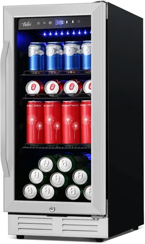Miniatura 12 de 35.42" W Commercial Under Counter Beverage Refrigerator, 2 Glass Door Back Bar Cooler, Built-in/Freestanding 7.4Cuft Drink Fridge with LED Light