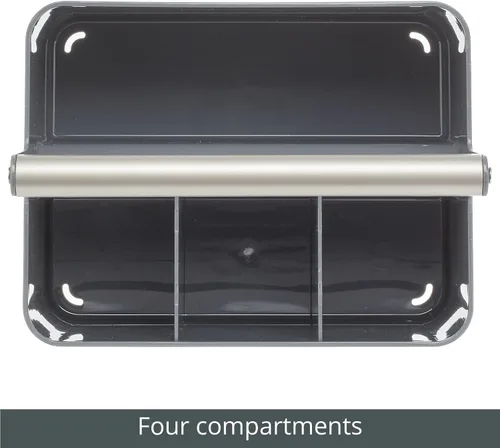 Miniatura 4 de mDesign Organizador de plástico para ducha, cesta dividida, asa de metal para baño, dormitorio, cocina, sostiene jabón, champú, acondicionador