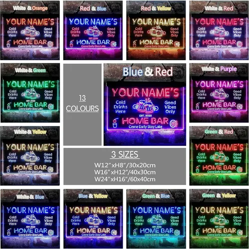 Miniatura 3 de ADVPRO Letrero de neón LED de doble color personalizado con tu nombre para bar casero de cerveza, año de establecimiento, blanco y morado, 16 x 12