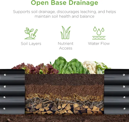 Miniatura 3 de Best Choice Products Cama de jardín elevada de metal para exteriores de 8 x 2 x 1 pies, maceta ovalada de raíces profundas para verduras, flores