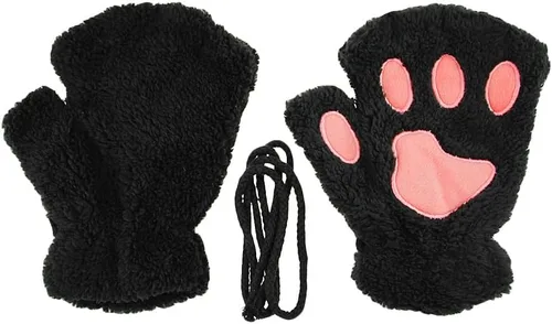 Miniatura 2 de Guantes de garra para disfraz de Halloween, medio dedo, lobo, oso, gato, guantes, guantes de piel sintética para mascarada, cosplay, utilería de mano