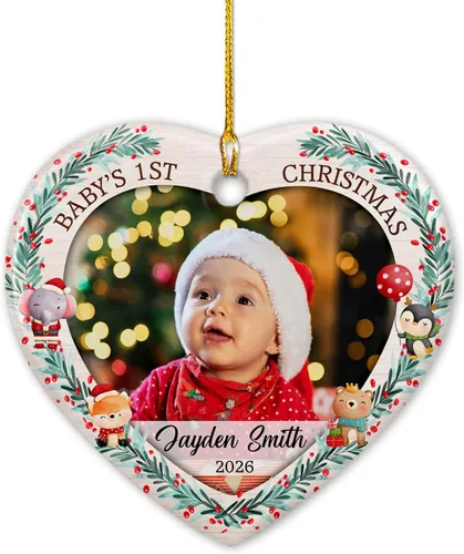 Miniatura 17 de Adorno Colgante de Cerámica con Foto Personalizada, Añade Cualquier Imagen Adorno de Aniversario Regalo para Él Ella Sr. Sra., Foto Personalizada