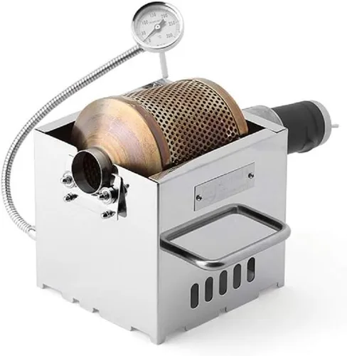 KALDI Tostador de café para el hogar de tamaño mini (200 ~ 8.82 oz) incluyendo termómetro, requiere quemador de gas (Motorizar con muestreador y