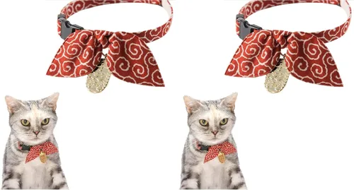Miniatura 8 de Necoichi Collar de gato ninja (verde) con campana de seguridad, suave y ligero para gatos, gatito, patrón elegante japonés, vendedor número 1