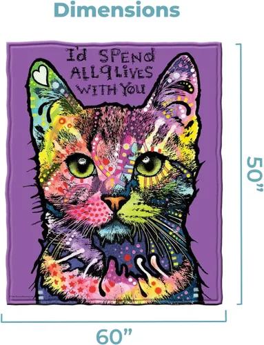 Miniatura 3 de Dawhud Direct Manta de Gato de 50x60 Pulgadas Dean Russo 9 Lives – Manta Tipo Throw de Vellón de Felpa para Adultos y Niños - Suave y Acogedora