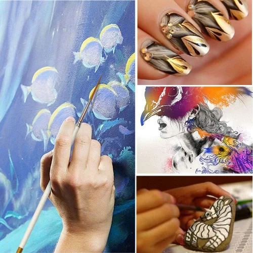 Miniatura 8 de Juego de 15 pinceles de pintura fina para detalles, micro mini pinceles para artistas, punta ultra fina, para delineadores de escritura acrílica