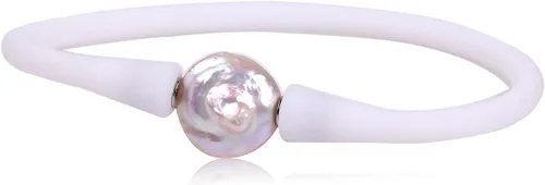 Miniatura 19 de GEM-Inside Big - Pulsera de joyería de perlas de 0.512 in para dama de honor, color negro, apilable, goma de silicona, elástica, perlas cultivadas
