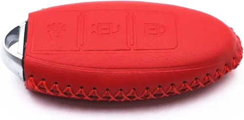 Miniatura 6 de Funda de cuero inteligente con 3 botones para llavero Infiniti EX35 FX35 QX50 QX70 Nissan Versa Rogue Pathfinder 370Z Armada Juke Murano Titan (rojo)