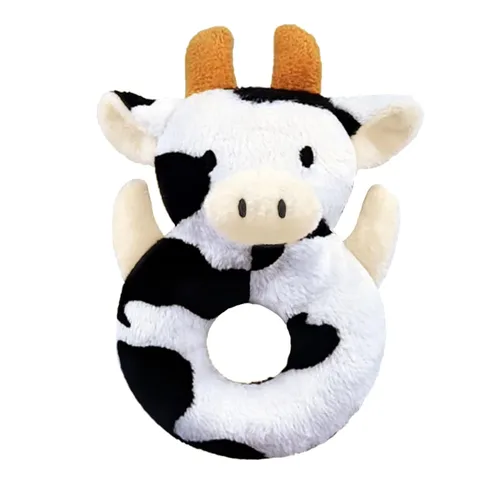 Miniatura 7 de Juguete suave de sonajero de vaca bebé, ganado lechero de felpa para bebés, juguete de peluche fácil de agarrar, regalos para recién nacidos, bebés