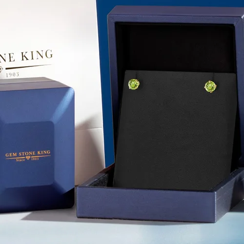 Miniatura 131 de Gem Stone King Aretes solitarios con piedra natal de oro de 14 quilates Redondos de 0.236 in Aretes de oro para mujeres y hombres