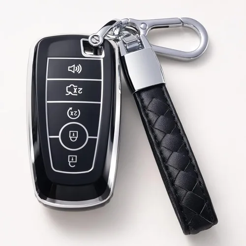 Compatible con funda para llavero Ford con cordón de cuero, funda protectora para llave de automóvil Ford Explorer Fusion Escape F150 F250 F350 F450