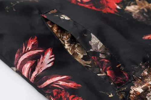 Miniatura 6 de HENGAO Chaqueta bomber con cremallera frontal y estampado de flores para hombre