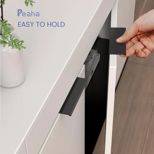Miniatura 2 de Peaha Paquete de 10 manijas de gabinete de cocina de 1-5/16 pulgadas, tiradores negros para cajones de tocador, borde de puerta, tiradores de dedo
