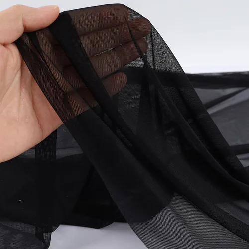 Miniatura 3 de Malla elástica superfina de 4 vías de nailon y elastano, precortada 5 yardas de largo 60 pulgadas de ancho, ligera transparente (negro)