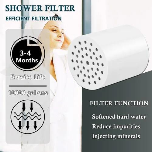 Miniatura 5 de Paquete de 4 cartuchos de filtro de ducha de repuesto compatibles con cabezales de ducha filtrados WEAQUA/SparkPod, filtro suavizador de agua