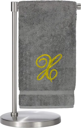 Miniatura 9 de Script R - Toalla de baño con monograma, regalo personalizado, 27 x 54 pulgadas, juego de 1 toalla bordada con texto dorado, 100% algodón turco